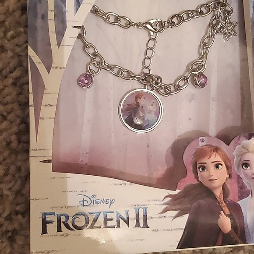 Frozen II Amethyst Crystal Charm Bracelet Silver Plated